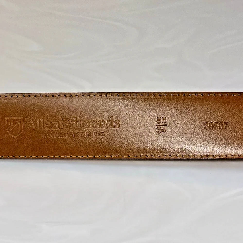 Allen Edmonds Wide Basic Leather Belt  39507 Dark Brown Calf Men's Size 34